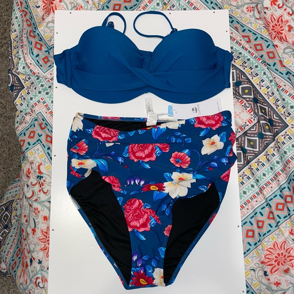 NWT Cupshe Floral High Waist Bikini - Large